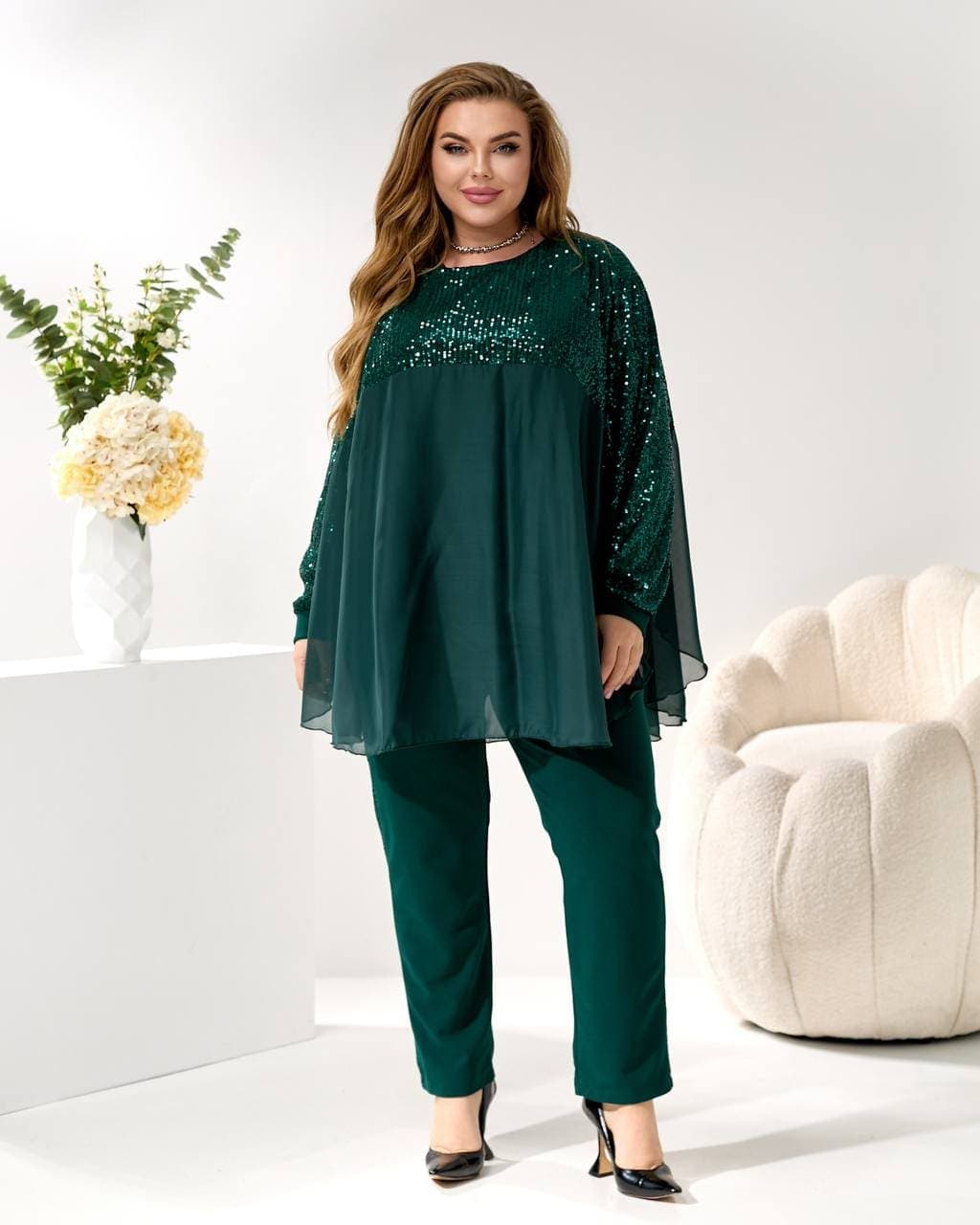 Жіночий костюм трійка колір чорно-срібний