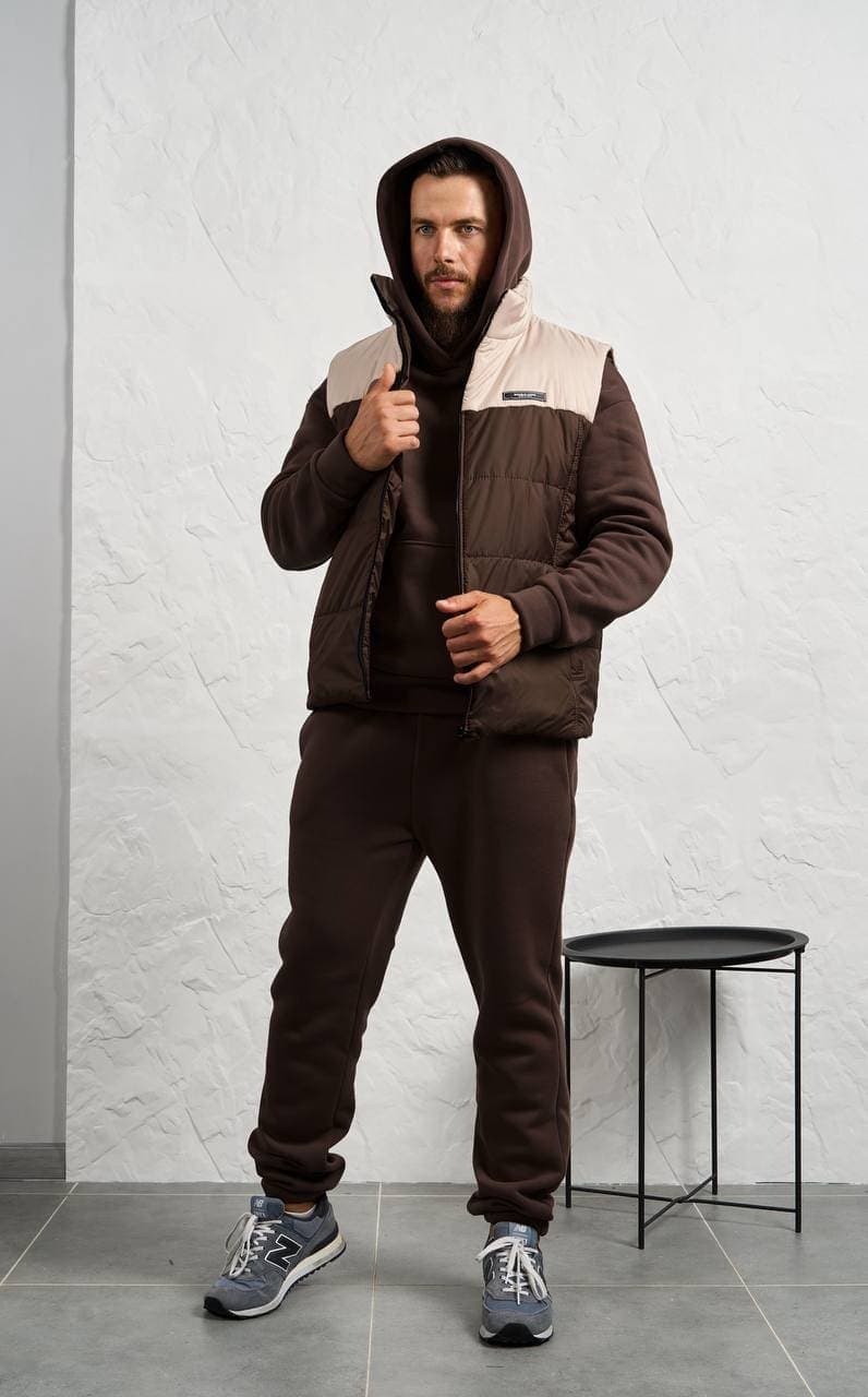 Чоловічий теплий костюм трійка смарагдового кольору