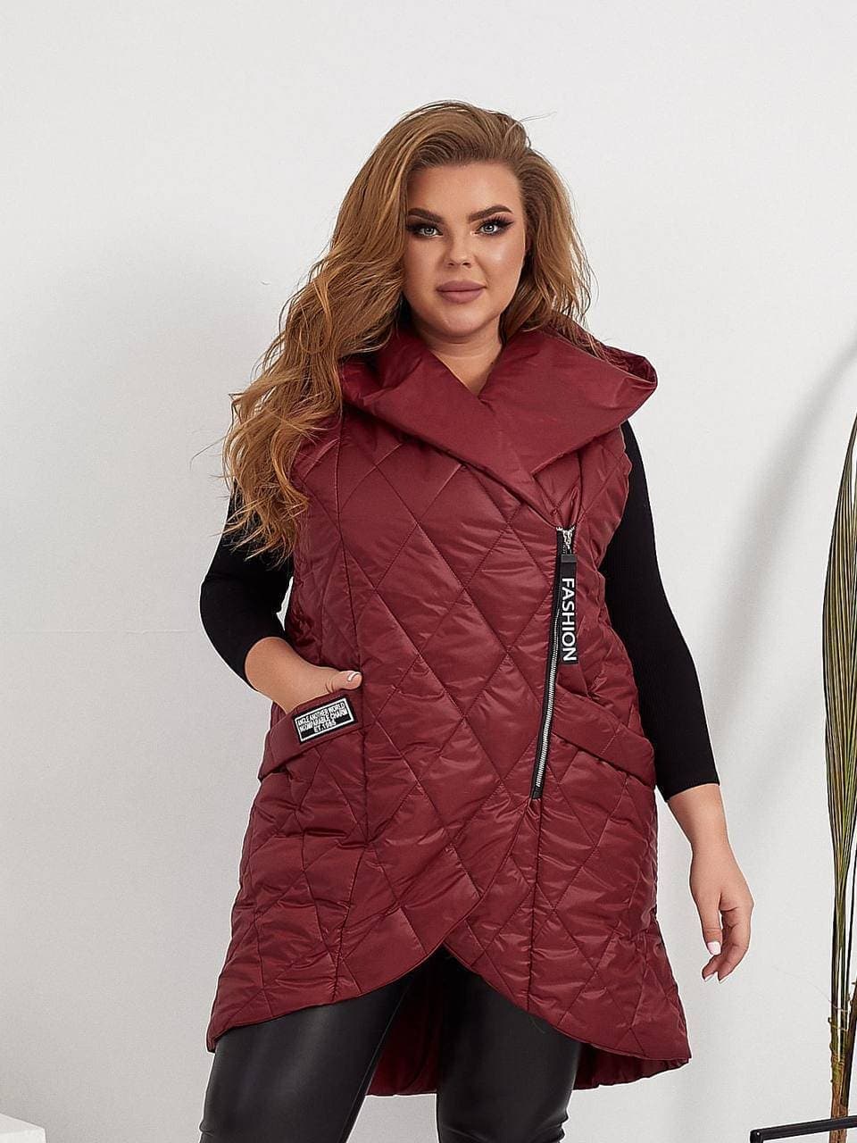 Жіночий жилет прямого крою з кишенями графітового кольору