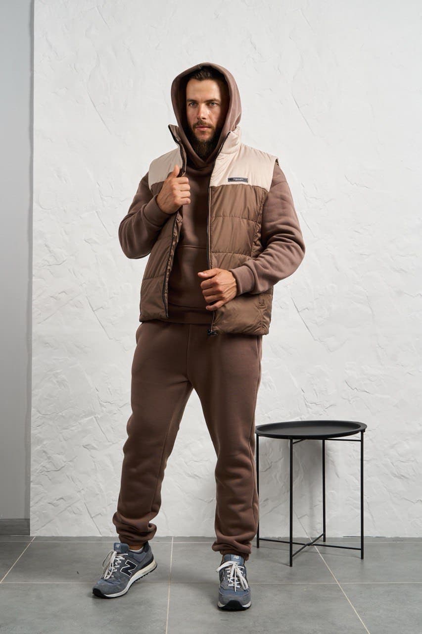 Чоловічий теплий костюм трійка смарагдового кольору