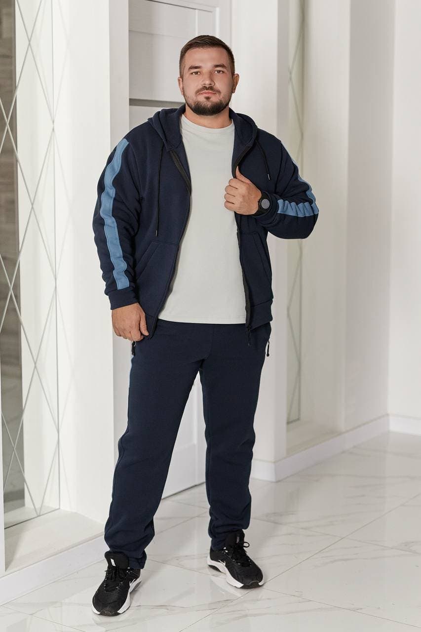 Чоловічий теплий костюм на флісі смарагдового кольору