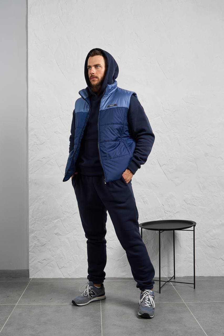 Чоловічий теплий костюм трійка смарагдового кольору