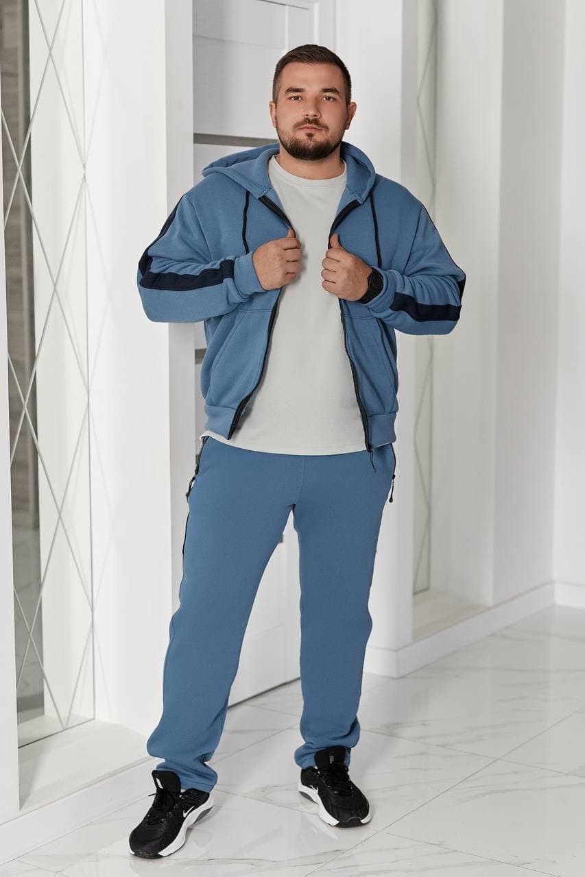 Чоловічий теплий костюм на флісі смарагдового кольору