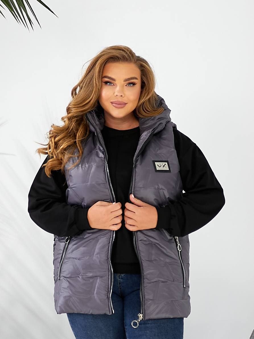 Жіноча жилетка колір з капюшоном колір червоний