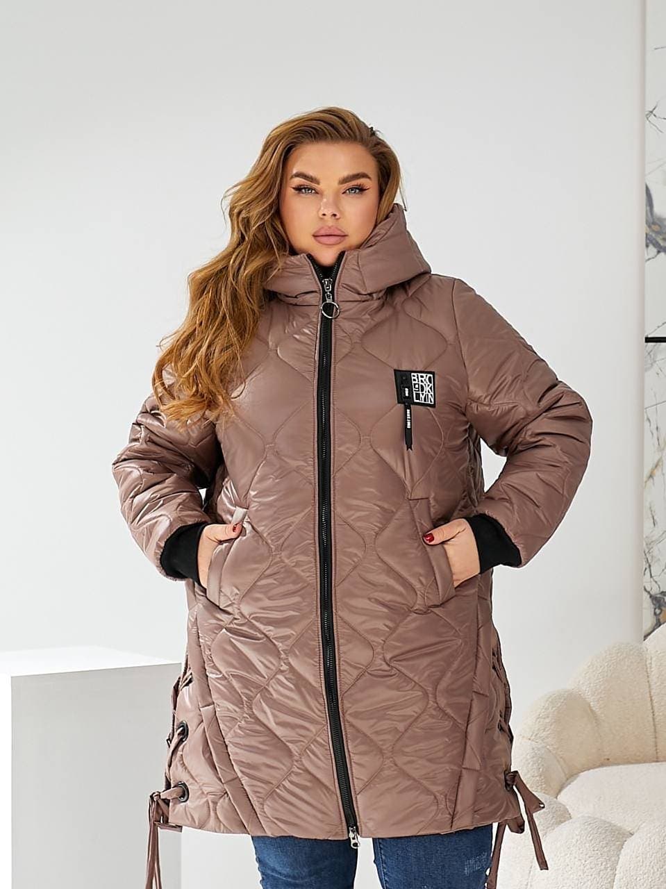 Жіноча куртка пальто графітового кольору