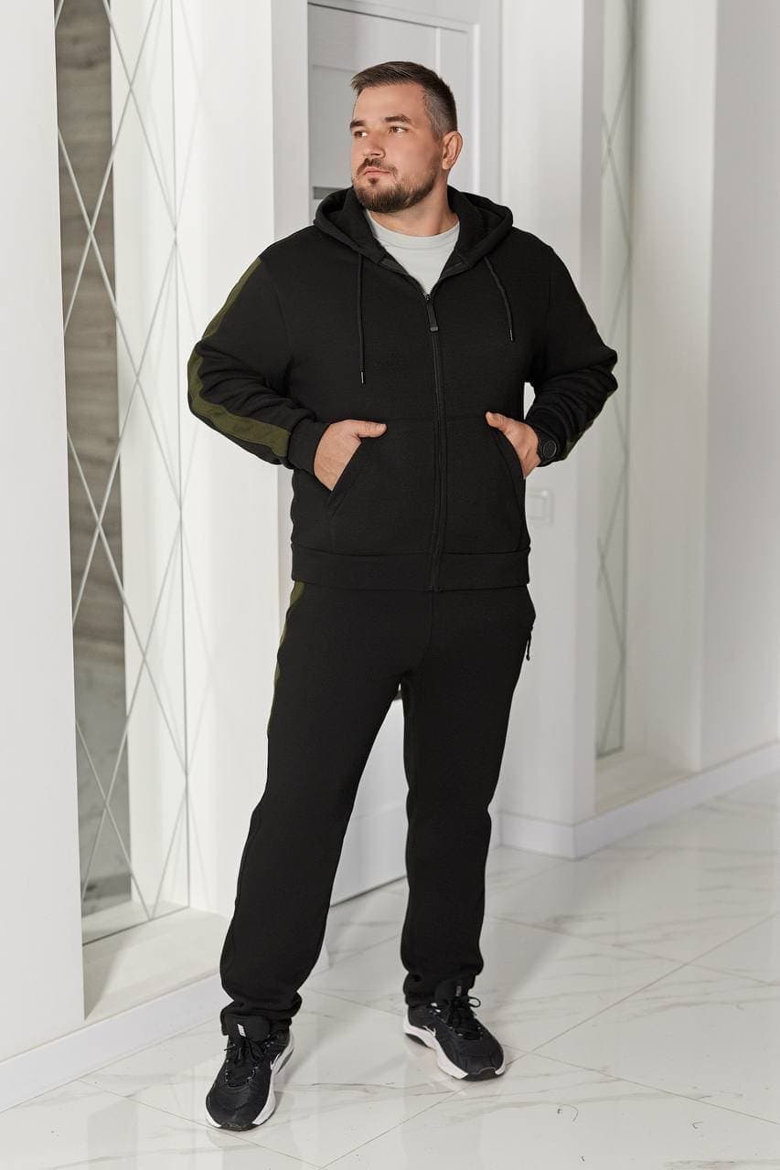Чоловічий теплий костюм на флісі смарагдового кольору