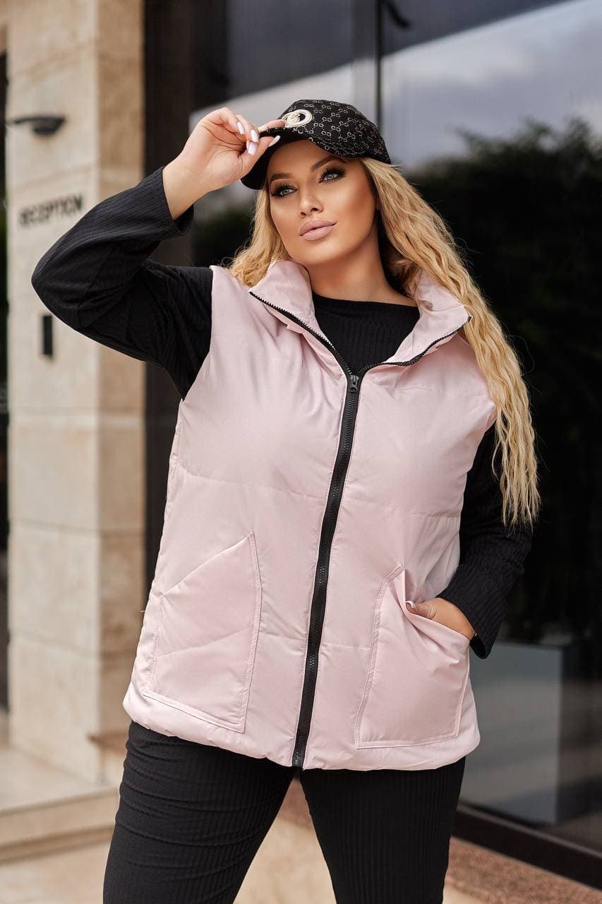 Жіноча жилетка з капюшоном колір сіро-оливковий